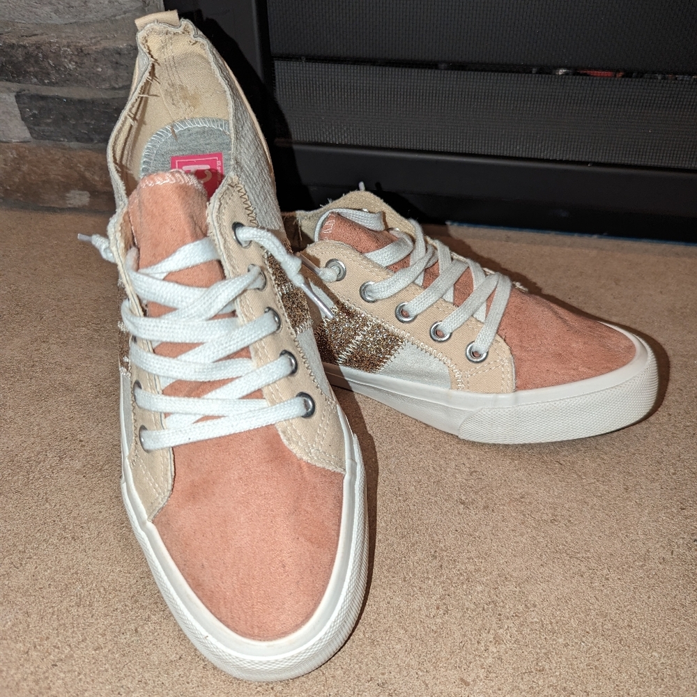 Pop comfort Anderson sneakers, rose faux suede, fabric, size 10